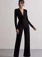 Elisha | Black Plunge-Neck Wide-Leg Jumpsuit - thumbnail 5