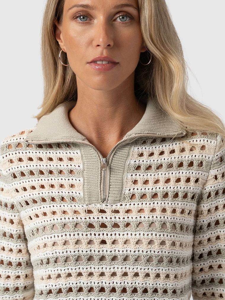 Ester Quarter Zip Knit - Beige 4