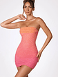 Embellished Strapless Mini Dress in Red and Orange Ombré - thumbnail 5