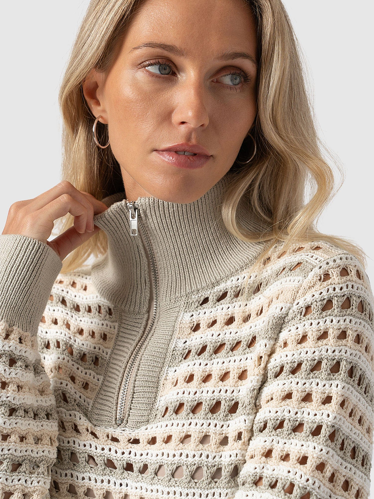 Ester Quarter Zip Knit - Beige 5