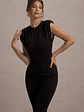Elyna | Black High-Neck Draped Flared-Leg Jumpsuit - thumbnail 3
