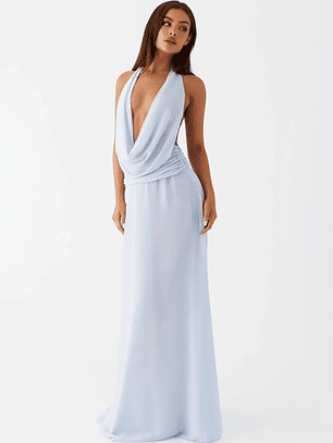 Elysia Chiffon Maxi Dress - Baby Blue