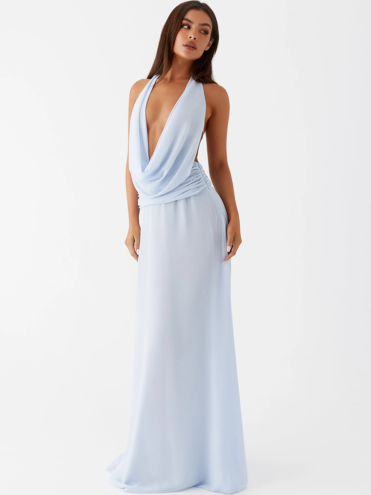 Elysia Chiffon Maxi Dress - Baby Blue 1