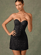 Embellished Sweetheart-Neck A-Line Mini Dress in Black - thumbnail 6