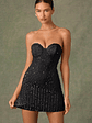 Embellished Sweetheart-Neck A-Line Mini Dress in Black - thumbnail 7