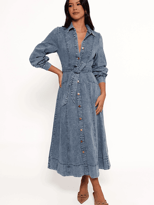 Emberly Long Sleeve Maxi Dress - Denim