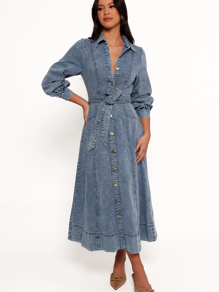 Emberly Long Sleeve Maxi Dress - Denim 1