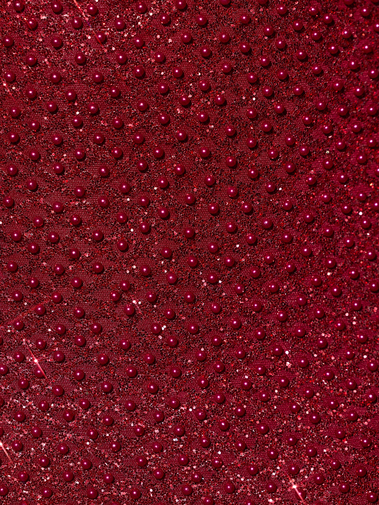 Embellished Sweetheart-Neck Mini Dress in Red 5