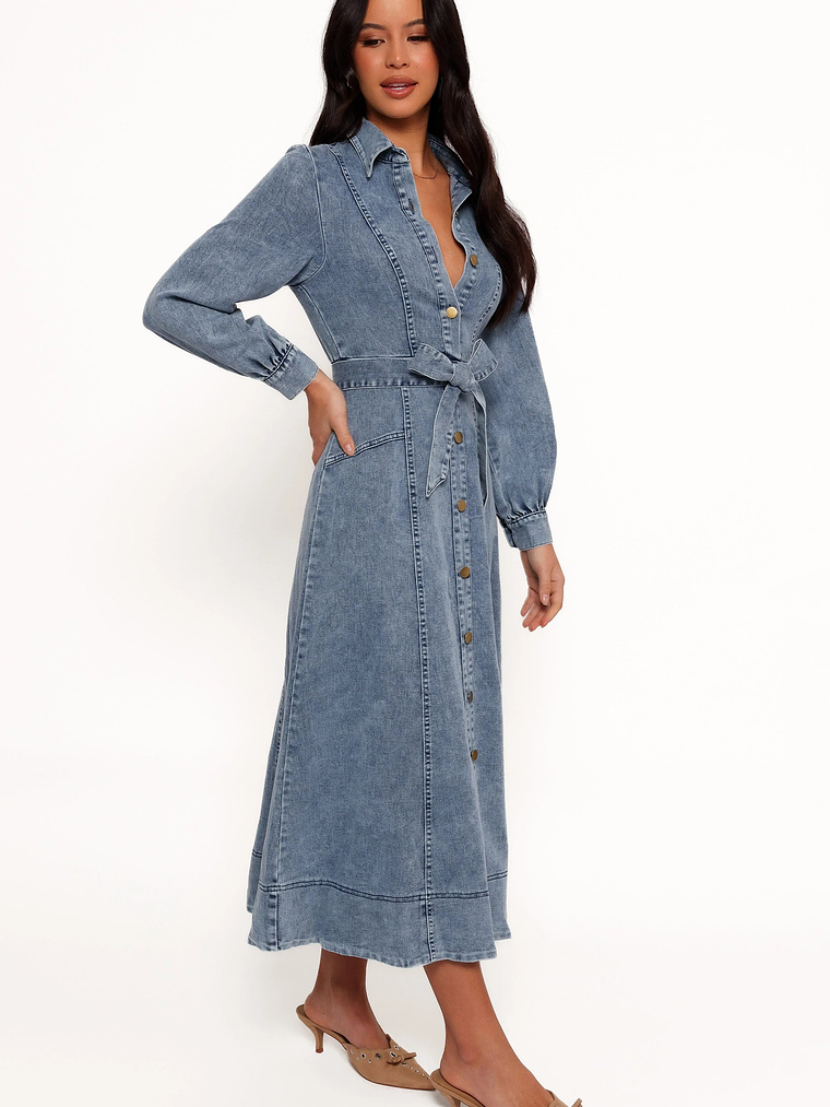 Emberly Long Sleeve Maxi Dress - Denim 4