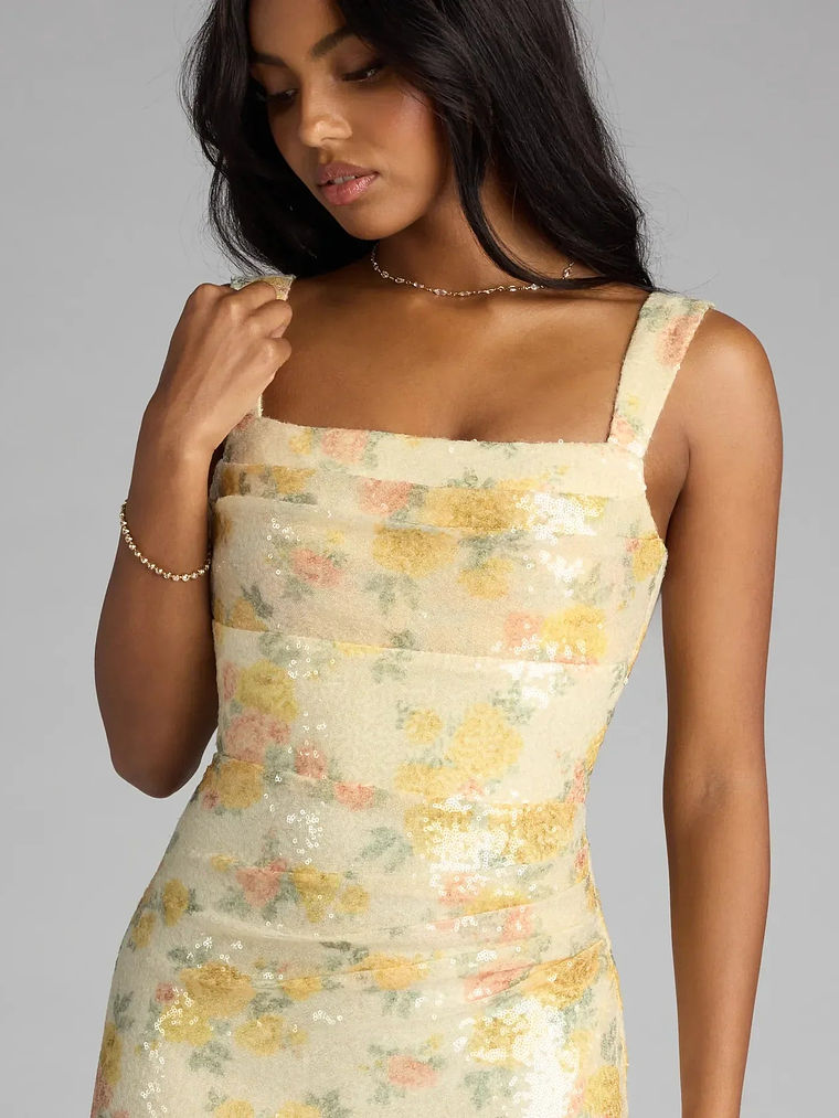 Elara Floral Sequin Lace-Up Mini Dress 4