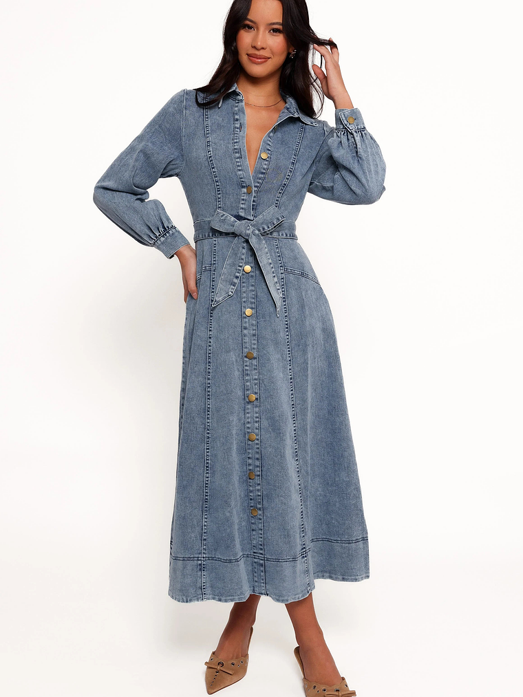 Emberly Long Sleeve Maxi Dress - Denim 6