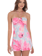 Floral Satin Halter Dress in Pink and Blue - thumbnail 1