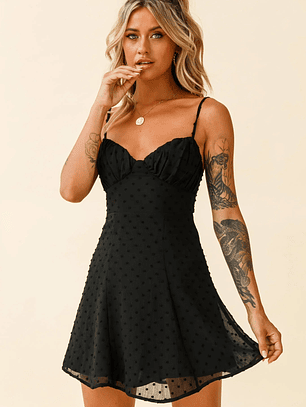 Good Morning Angel Ruched Bust A-Line Dress Black