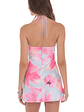 Floral Satin Halter Dress in Pink and Blue - thumbnail 2