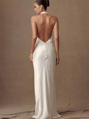 Esther Iridescent Satin Cowl Maxi Dress - Ivory
