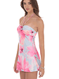 Floral Satin Halter Dress in Pink and Blue - thumbnail 3