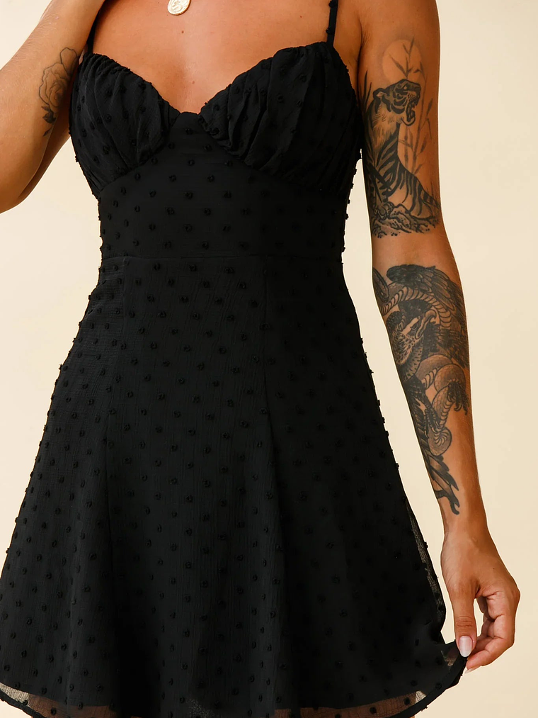 Good Morning Angel Ruched Bust A-Line Dress Black 4