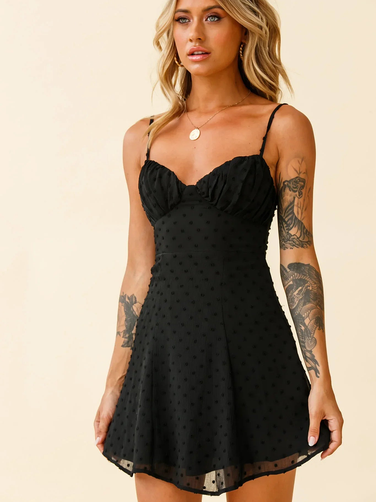 Good Morning Angel Ruched Bust A-Line Dress Black 6