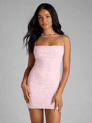 Get A Pic Lace-Up Lace Mini Dress