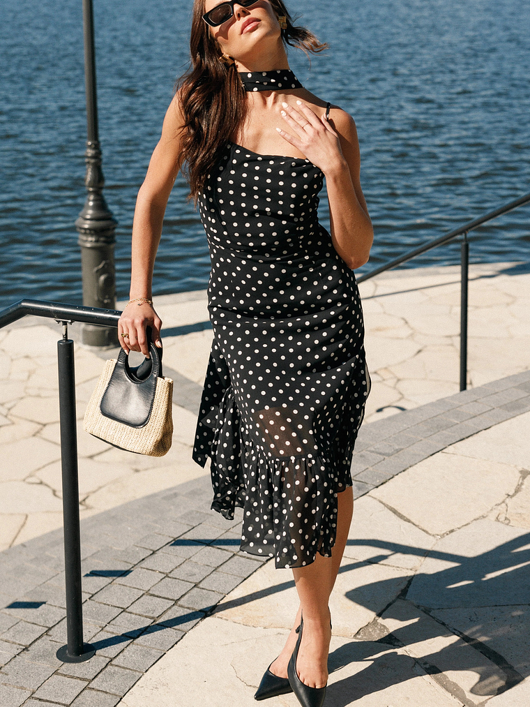 Francesca Midi Dress - Black Polka Dot 2