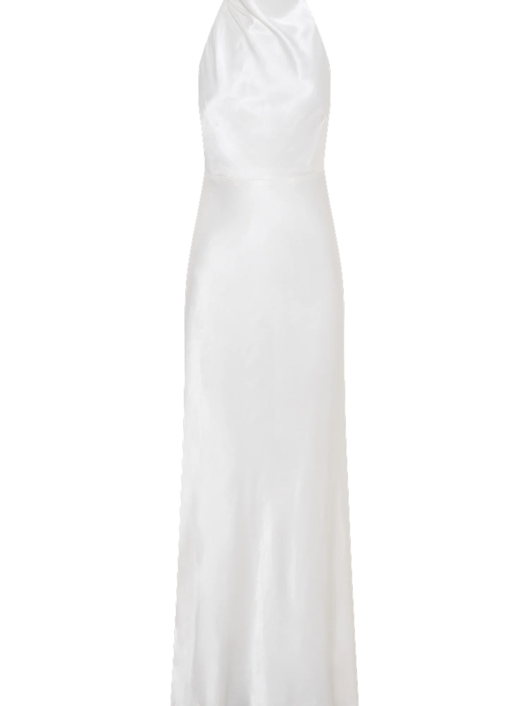 Esther Iridescent Satin Cowl Maxi Dress - Ivory 7