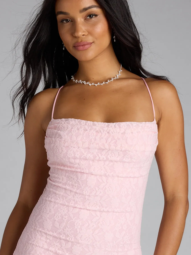 Get A Pic Lace-Up Lace Mini Dress 4