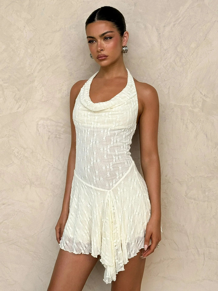 Fiorella Mini Dress - White : Lace : Cream 1