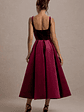 Francisca | Berry Velvet Strappy Volume-Hem Midi Dress - thumbnail 2
