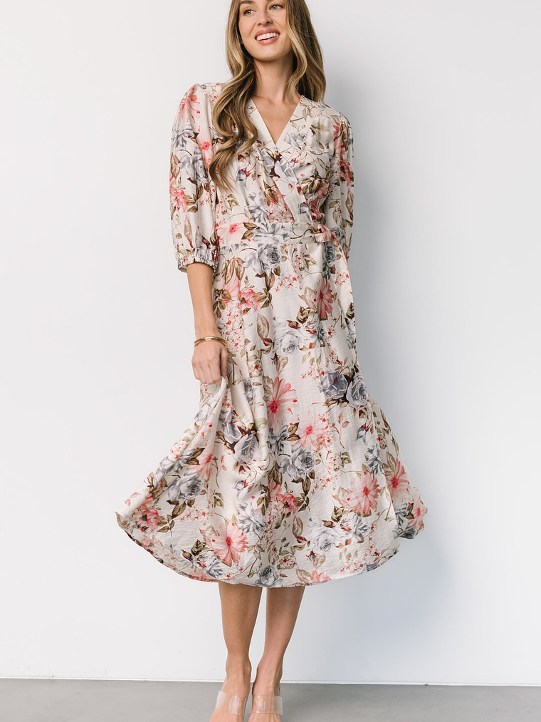 Fiorina Wrap Midi Dress | Ivory Multi Floral 1