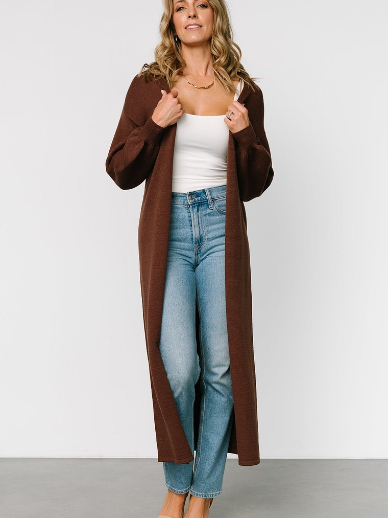 Ethel Long Cardigan | Dark Brown 2