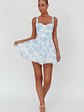 Get My Attention Off-Shoulder Mini Dress Floral Blue - thumbnail 4
