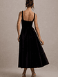 Francisca | Black Velvet Strappy Volume-Hem Midi Dress - thumbnail 2