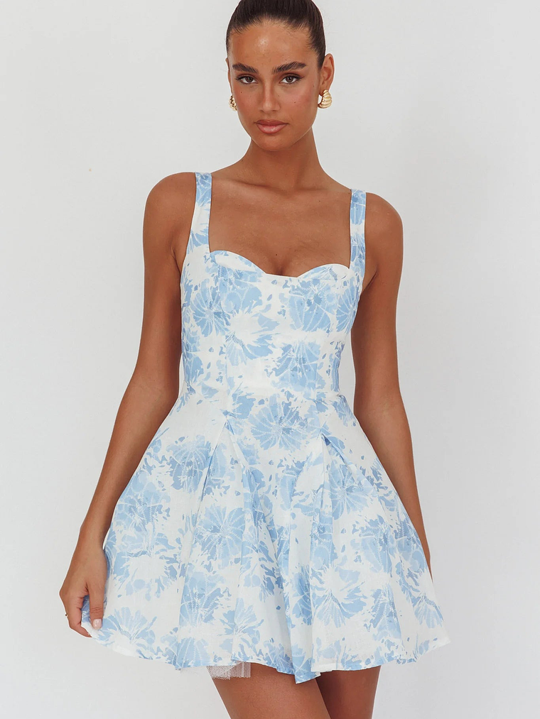 Get My Attention Off-Shoulder Mini Dress Floral Blue 5
