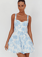 Get My Attention Off-Shoulder Mini Dress Floral Blue - thumbnail 5