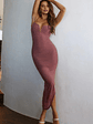 Good Vibes V-Bust Sheer Split Midi Dress Rose - thumbnail 6