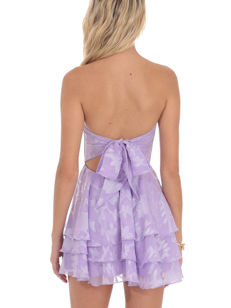 Floral Strapless Asymmetrical Dress in Lavender 2