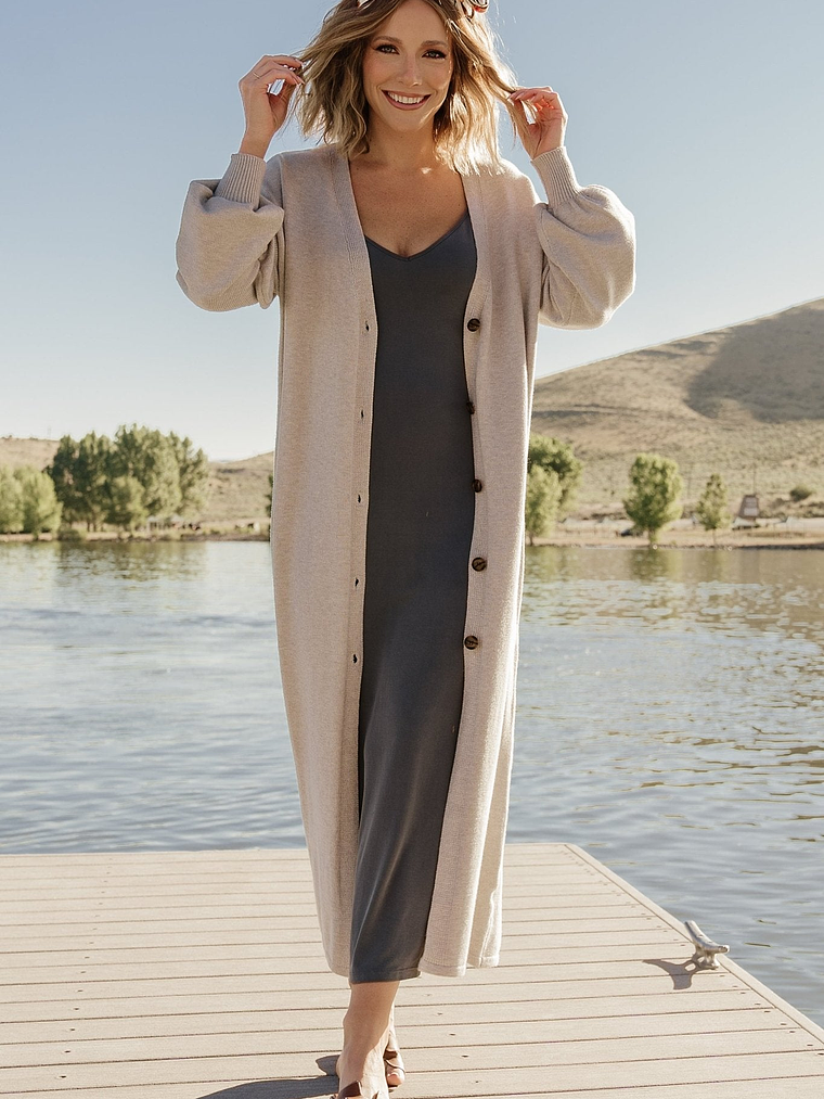 Ethel Long Cardigan | Gray 1