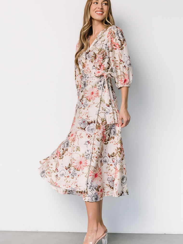 Fiorina Wrap Midi Dress | Ivory Multi Floral 3