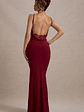 Francoise | Berry Cowl Neck Backless Maxi Dress With Lace Insert - thumbnail 1