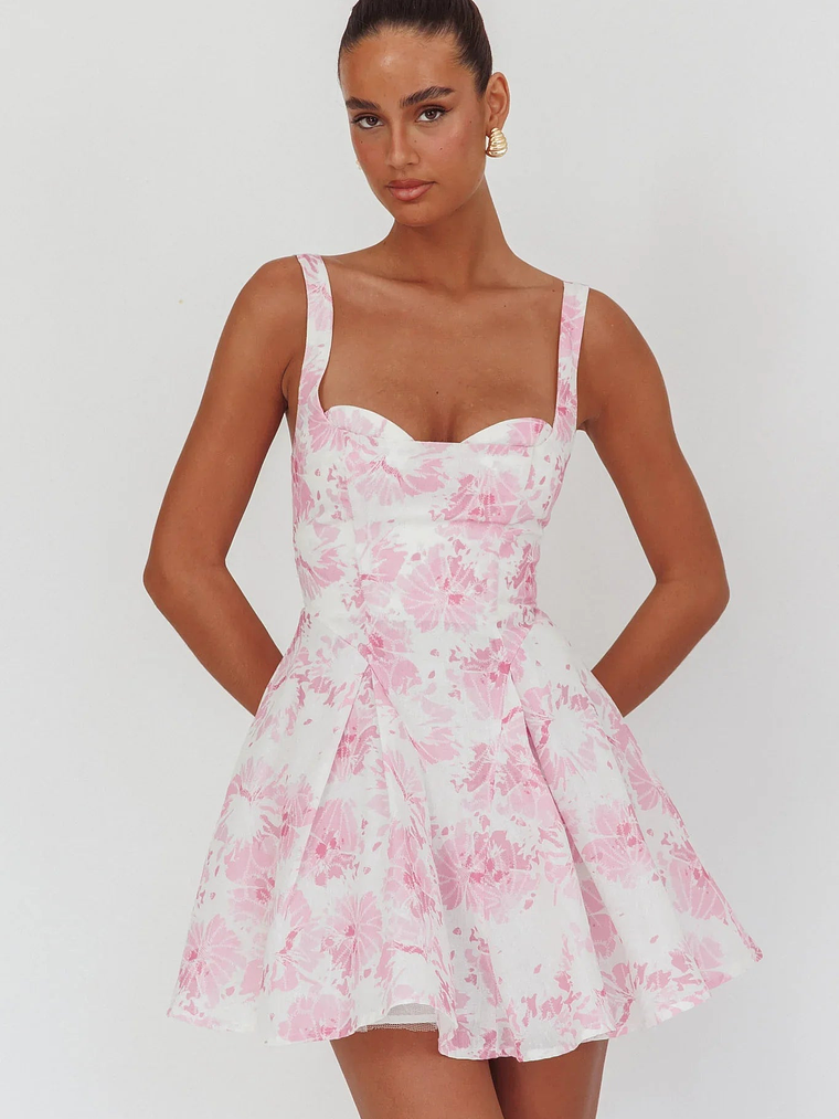 Get My Attention Off-Shoulder Mini Dress Floral Pink 5