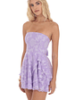 Floral Strapless Asymmetrical Dress in Lavender - thumbnail 3