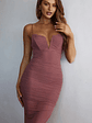 Good Vibes V-Bust Sheer Split Midi Dress Rose - thumbnail 8