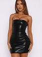 Fire Burning Strapless PU Mini Dress Black - thumbnail 2