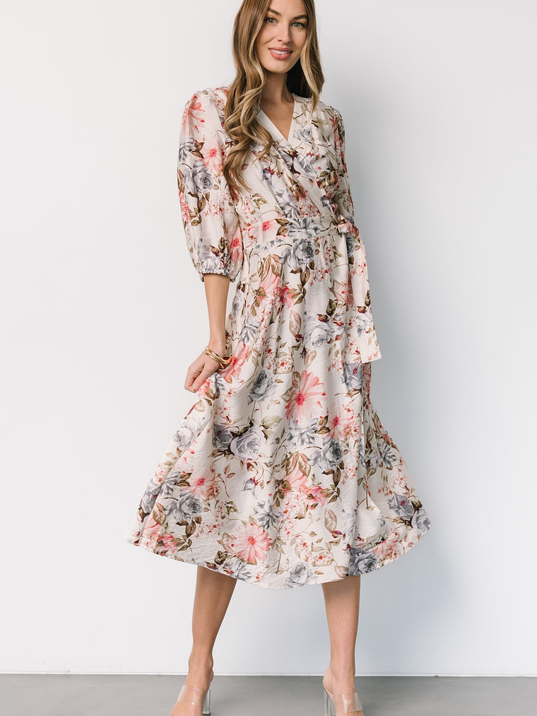 Fiorina Wrap Midi Dress | Ivory Multi Floral 5