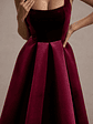 Francisca | Berry Velvet Strappy Volume-Hem Midi Dress - thumbnail 6