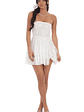 Floral Strapless Asymmetrical Dress in White - thumbnail 4