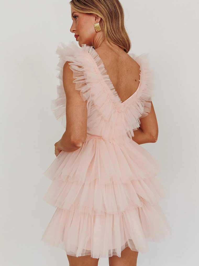 Froufrou Layered Tulle Mini Dress Blush 2