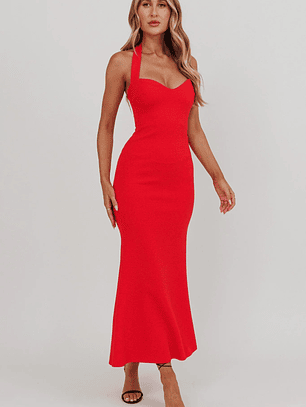Fire Of Stars Halterneck Maxi Dress Red