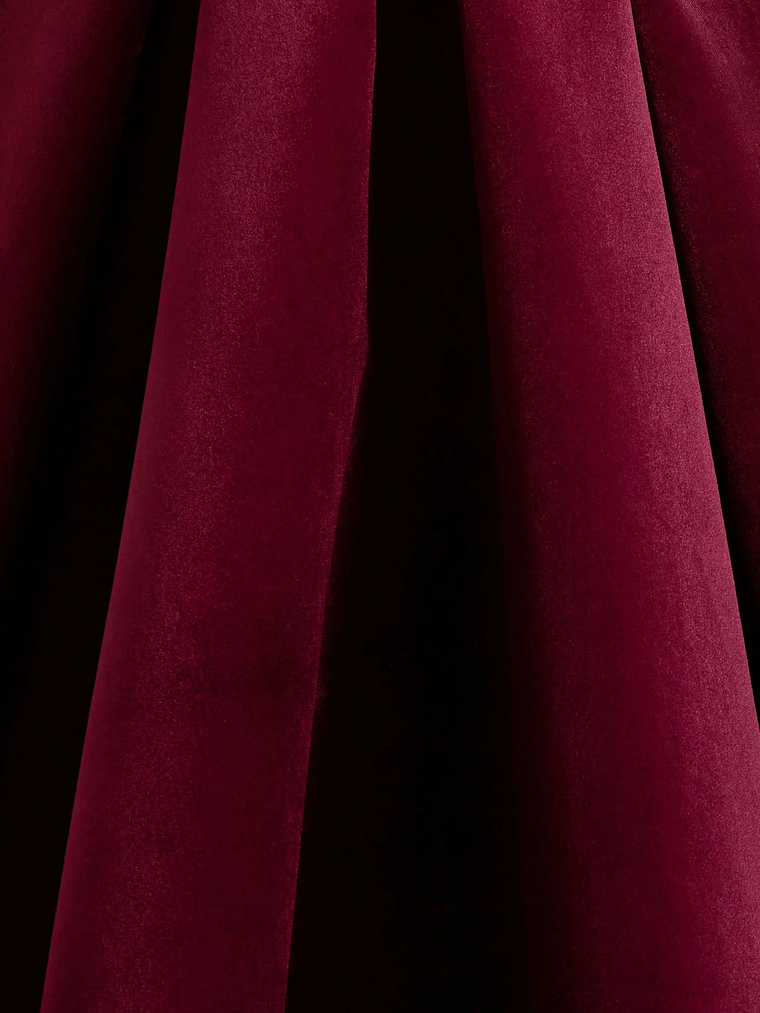 Francisca | Berry Velvet Strappy Volume-Hem Midi Dress 7