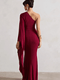 Giada | Berry Ruched One Shoulder Cape Sleeve Maxi Dress - thumbnail 2